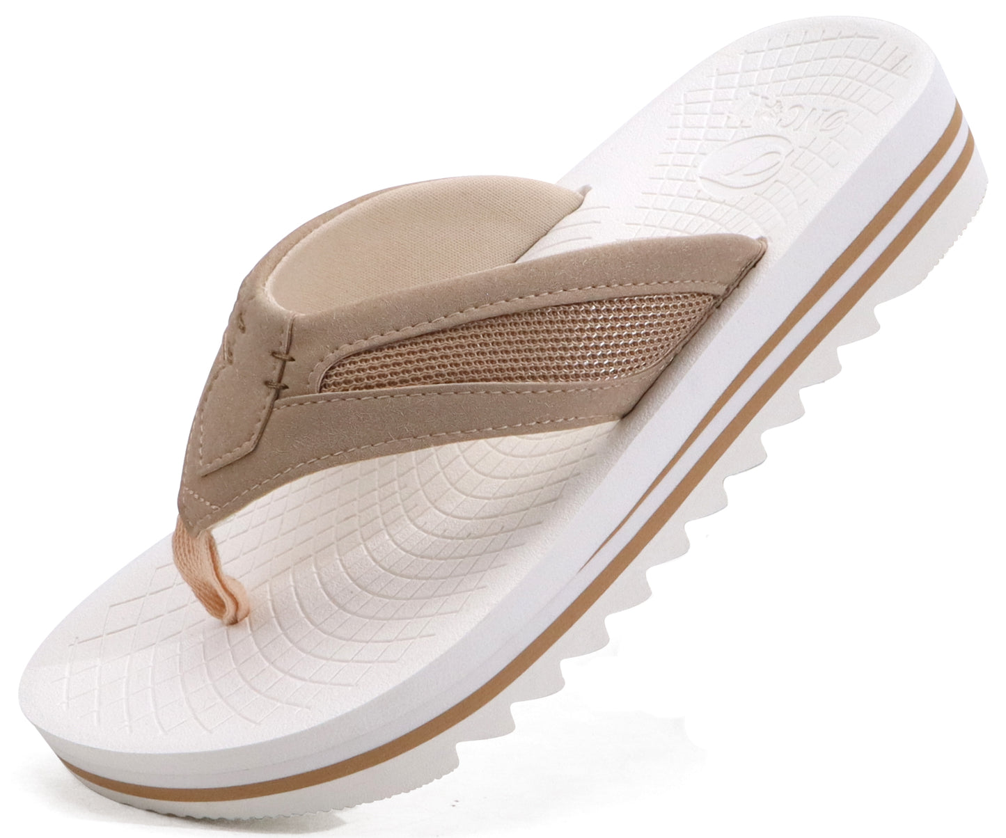 ONCAI Men's Flip Flops with Arch Support Orthotic Cushion Recovery Walking Slide Sandals for Men with Platform Summer Comfortable Soft Thong Sandals Slip on Rubber Soles Size 7-15 US