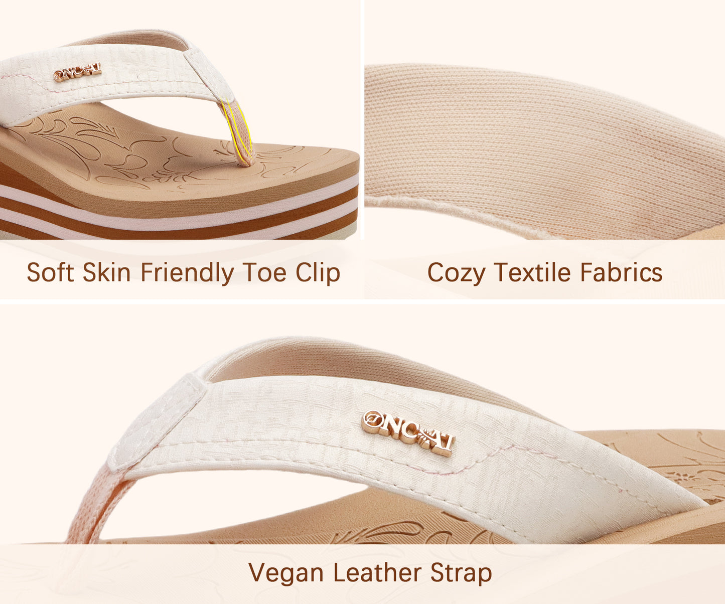 ONCAI Women¡¯s Platform Flip Flops Trendy Dressy Womans Summer Sandals with Comfortable Flatform Arch Support Walking Outdoor Rubber Soles (US Size 5-11)