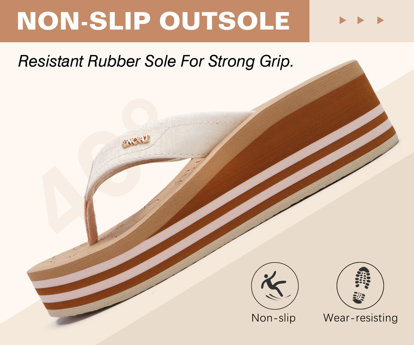 ONCAI Women¡¯s Platform Flip Flops Trendy Dressy Womans Summer Sandals with Comfortable Flatform Arch Support Walking Outdoor Rubber Soles (US Size 5-11)