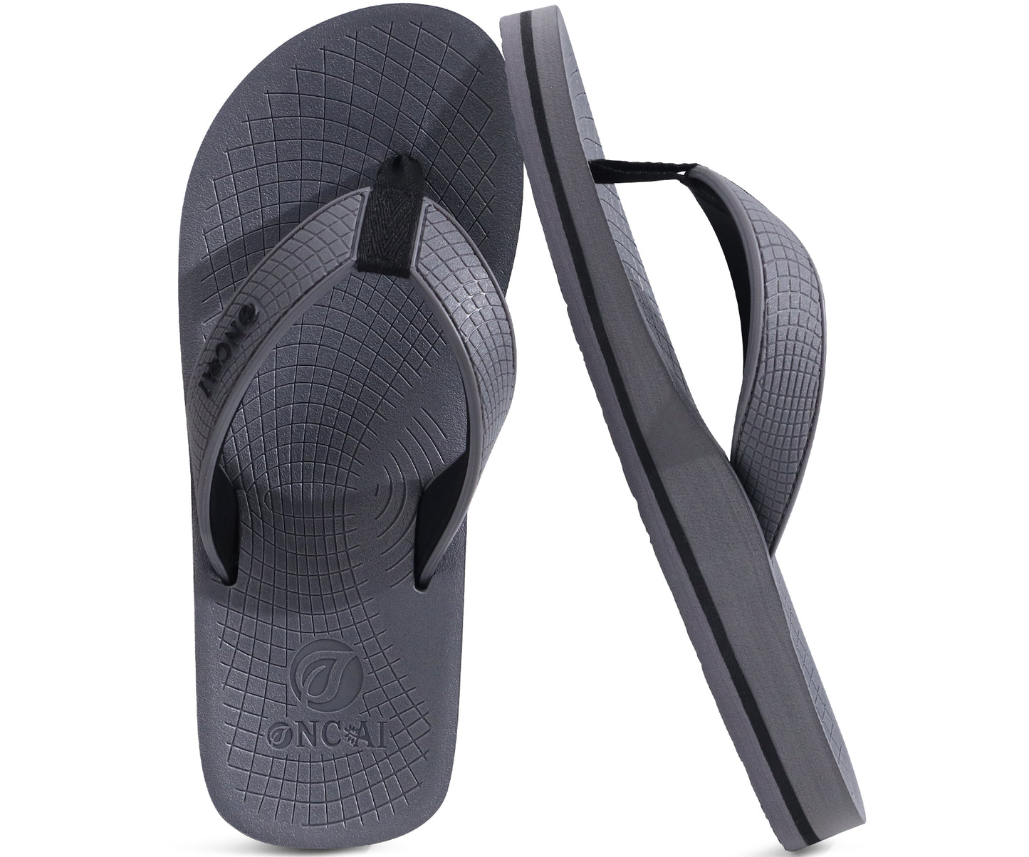 ONCAI Men's Flip Flops Summer Beach Fashion Yoga Mat Thong Sandals with Non-slip Outdoor Cushion Rubber Soles