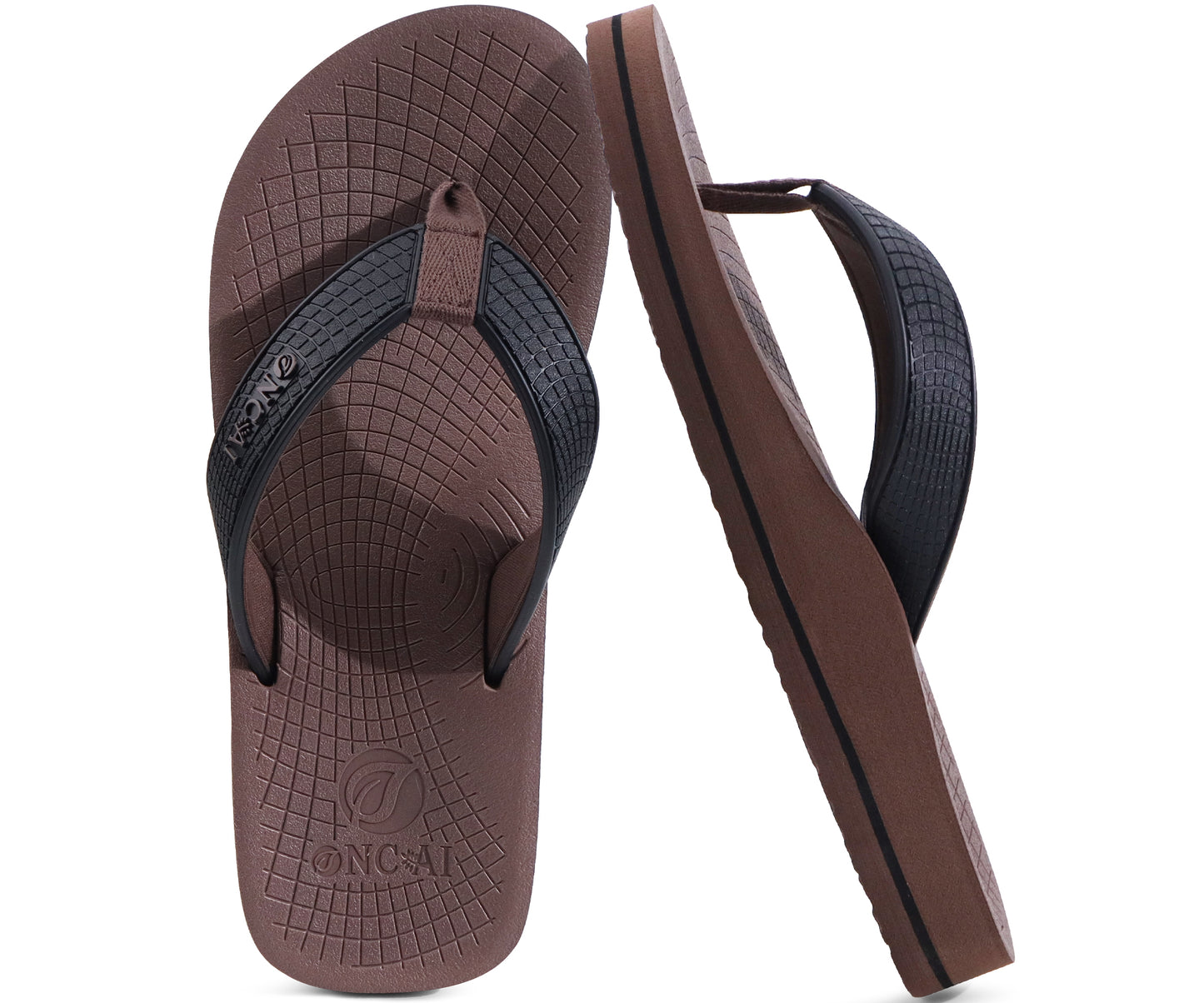 ONCAI Men's Flip Flops Summer Beach Fashion Yoga Mat Thong Sandals with Non-slip Outdoor Cushion Rubber Soles