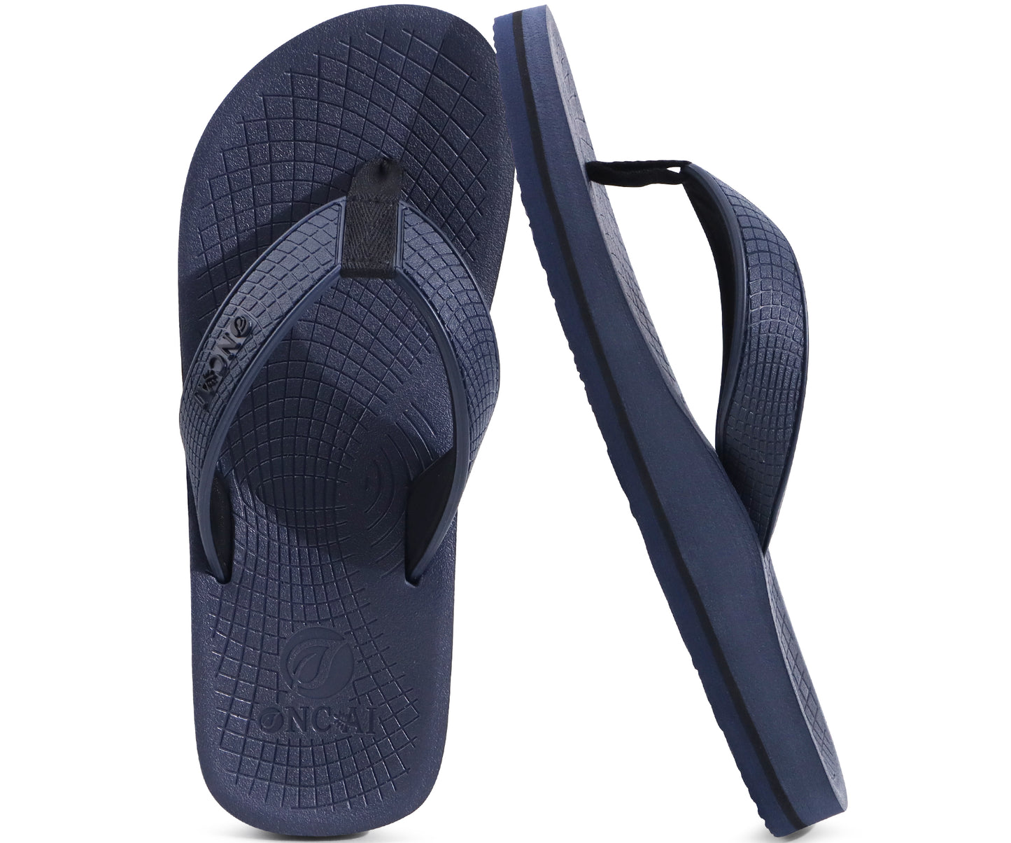 ONCAI Men's Flip Flops Summer Beach Fashion Yoga Mat Thong Sandals with Non-slip Outdoor Cushion Rubber Soles