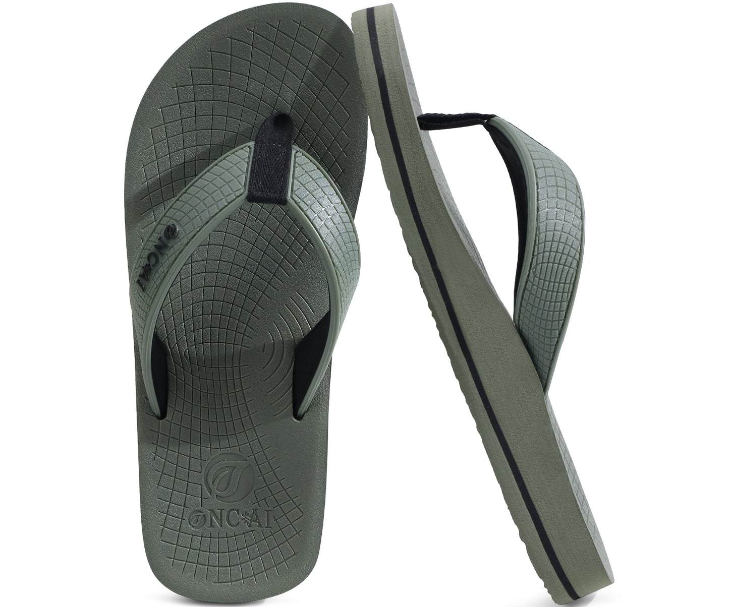 ONCAI Men's Flip Flops Summer Beach Fashion Yoga Mat Thong Sandals with Non-slip Outdoor Cushion Rubber Soles