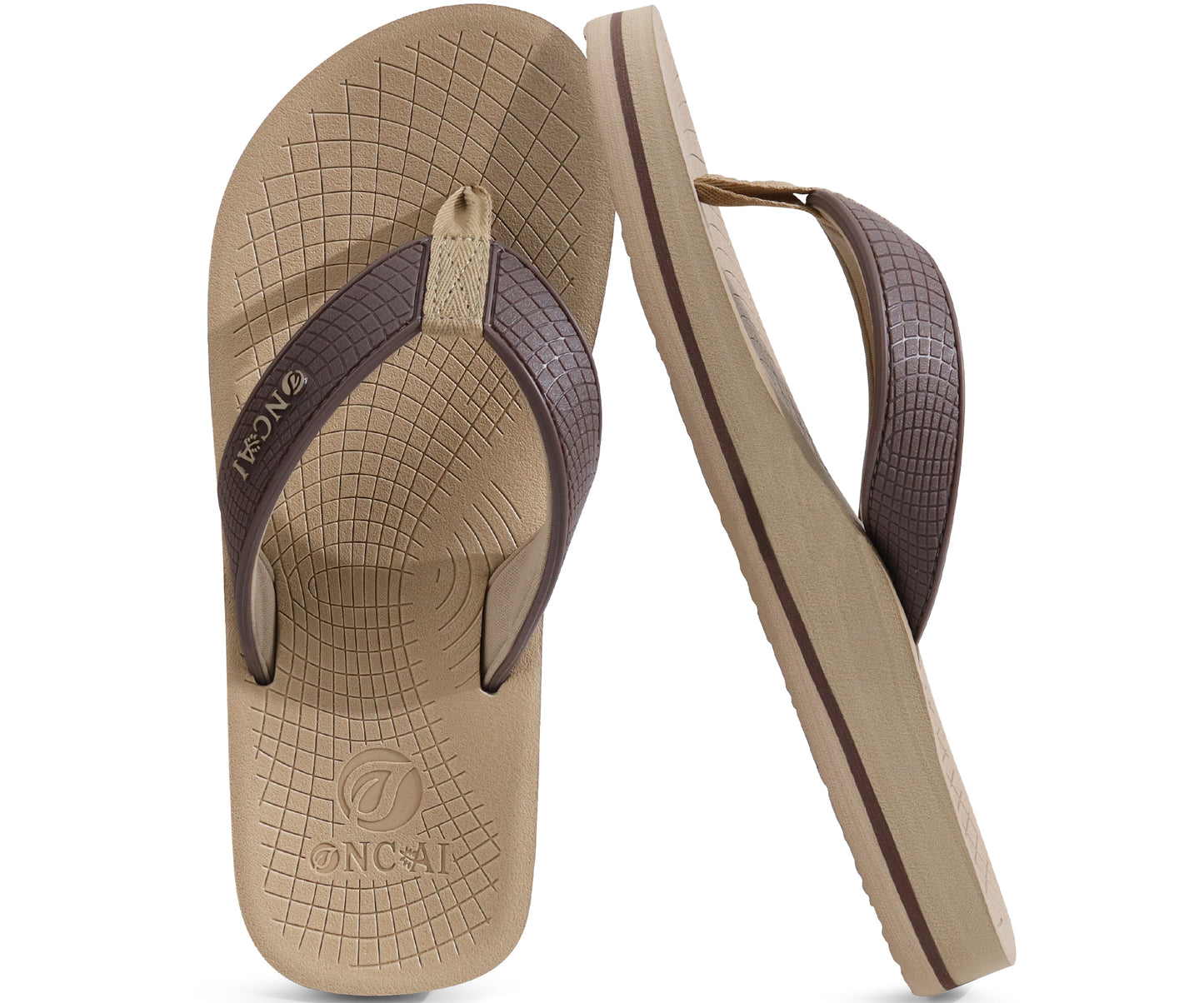 ONCAI Men's Flip Flops Summer Beach Fashion Yoga Mat Thong Sandals with Non-slip Outdoor Cushion Rubber Soles