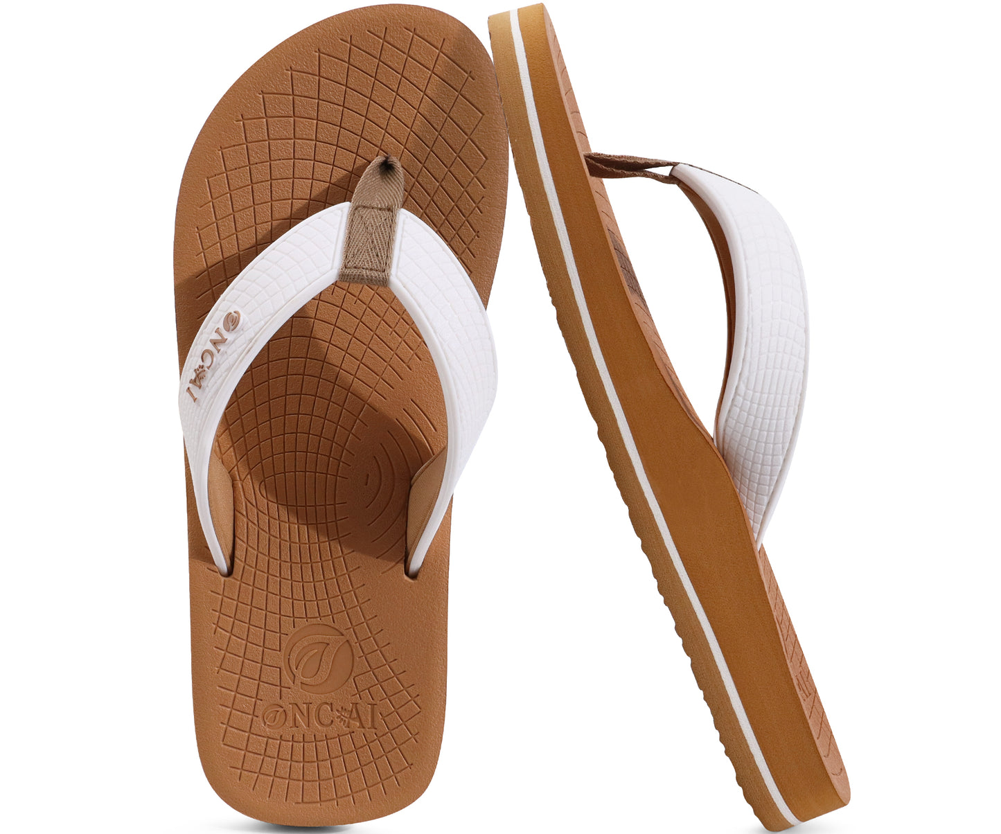 ONCAI Men's Flip Flops Summer Beach Fashion Yoga Mat Thong Sandals with Non-slip Outdoor Cushion Rubber Soles