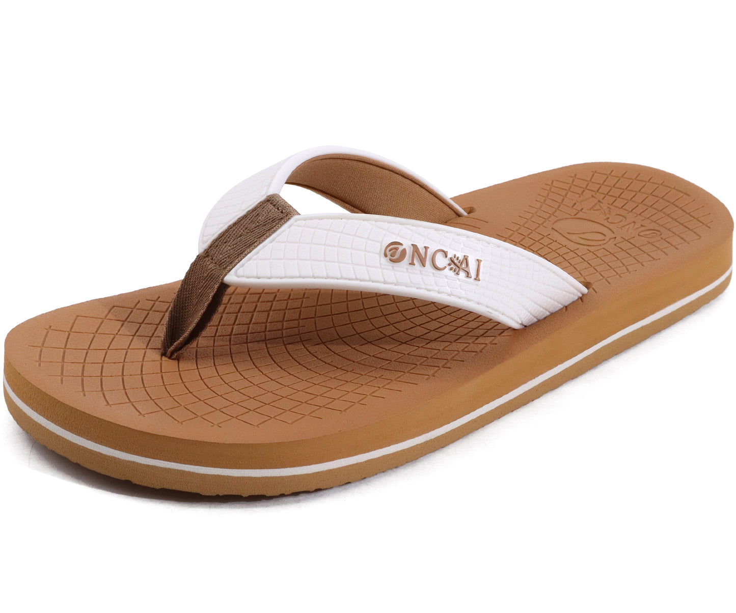 ONCAI Men's Flip Flops Summer Beach Fashion Yoga Mat Thong Sandals with Non-slip Outdoor Cushion Rubber Soles