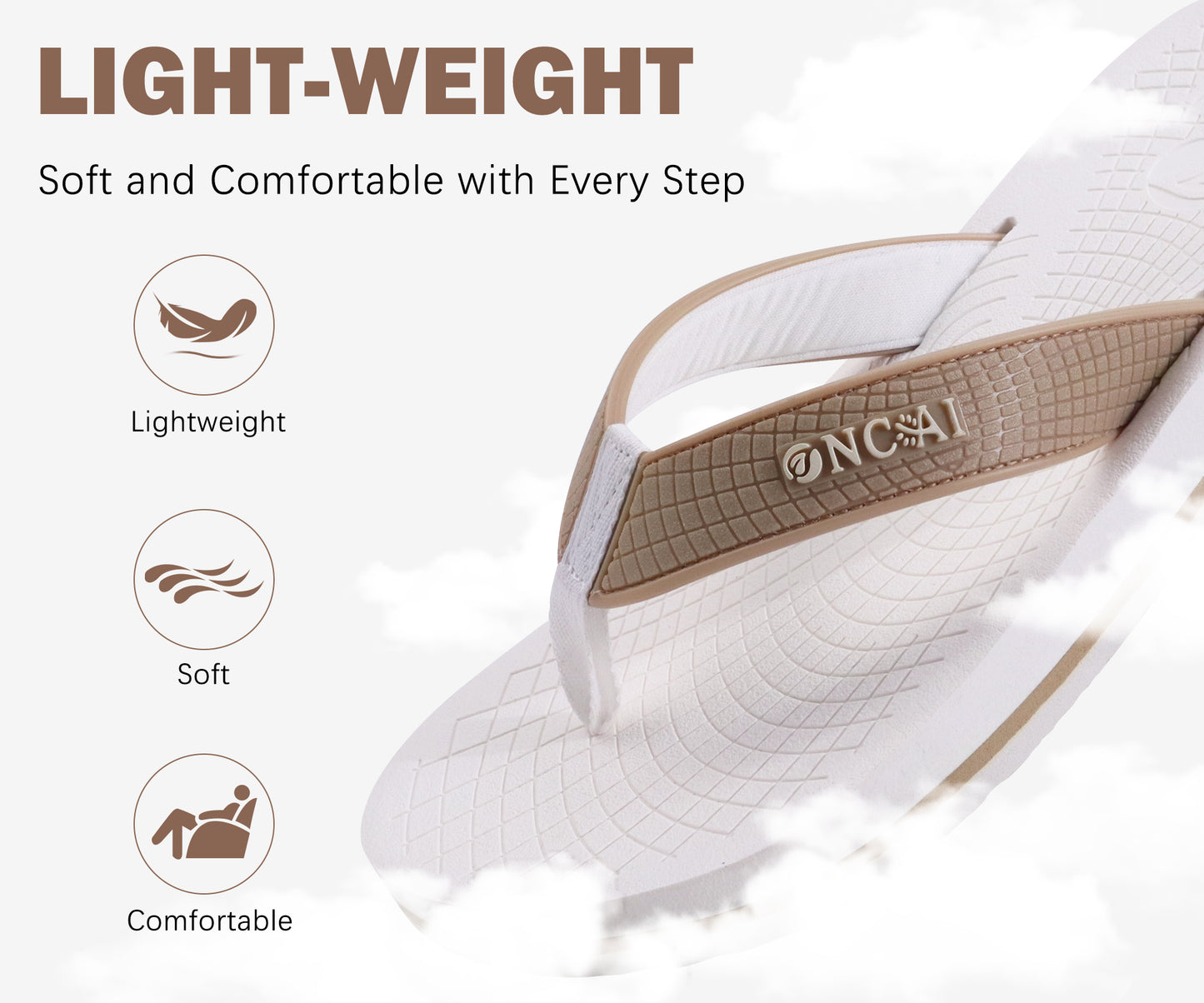 ONCAI Men's Flip Flops Summer Beach Fashion Yoga Mat Thong Sandals with Non-slip Outdoor Cushion Rubber Soles