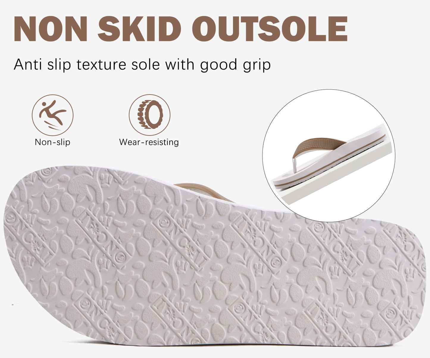 ONCAI Men's Flip Flops Summer Beach Fashion Yoga Mat Thong Sandals with Non-slip Outdoor Cushion Rubber Soles