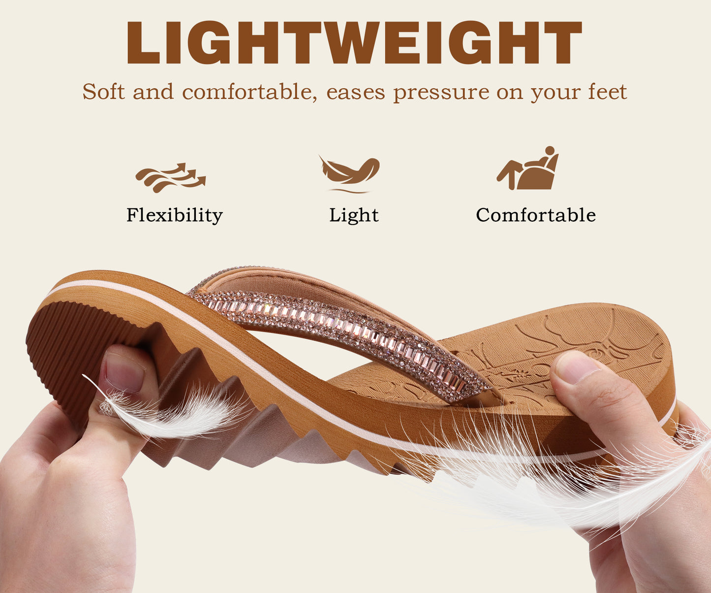 ONCAI Flip Flops for Women, Beach Thong Sandals with Arch Support, Dressy Rhinestone Comfortable Yoga Mat and Non Slip Rubber Soles for Summer US Size 5-11