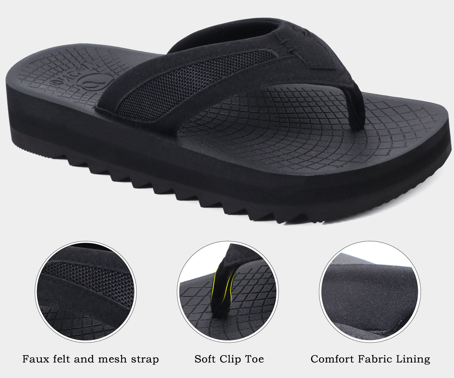 ONCAI Men's Flip Flops with Arch Support Orthotic Cushion Recovery Walking Slide Sandals for Men with Platform Summer Comfortable Soft Thong Sandals Slip on Rubber Soles Size 7-15 US