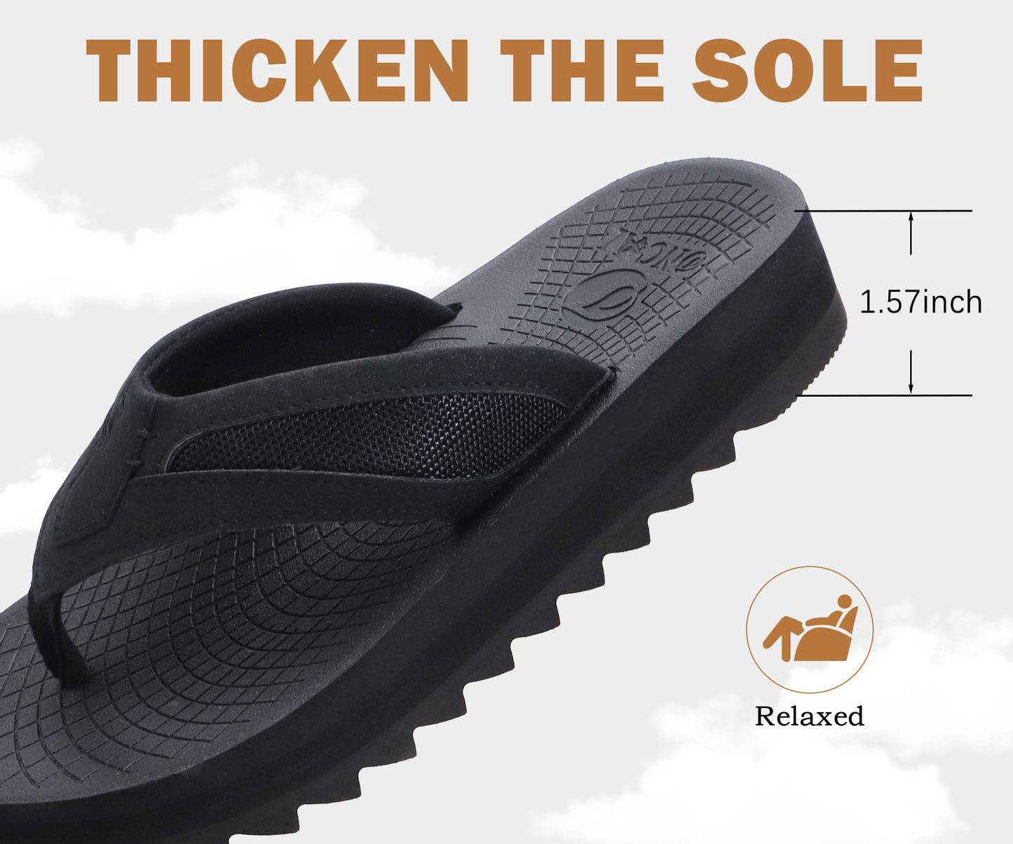 ONCAI Men's Flip Flops with Arch Support Orthotic Cushion Recovery Walking Slide Sandals for Men with Platform Summer Comfortable Soft Thong Sandals Slip on Rubber Soles Size 7-15 US