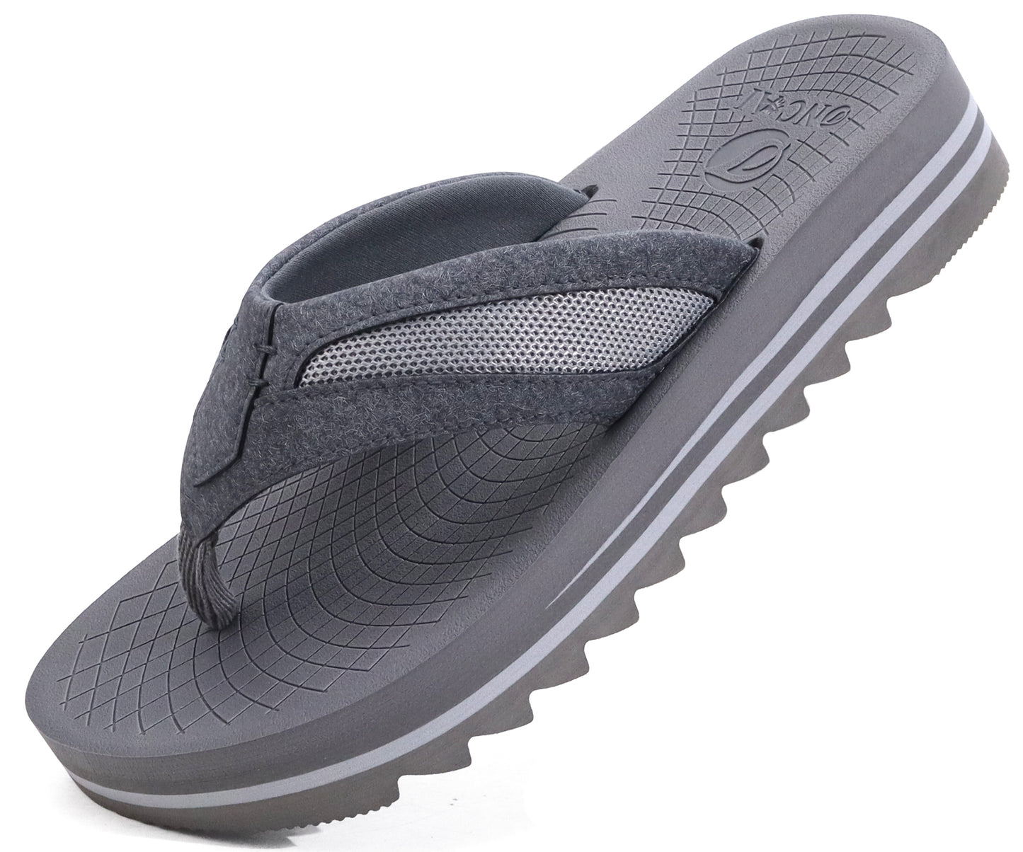 ONCAI Men's Flip Flops with Arch Support Orthotic Cushion Recovery Walking Slide Sandals for Men with Platform Summer Comfortable Soft Thong Sandals Slip on Rubber Soles Size 7-15 US