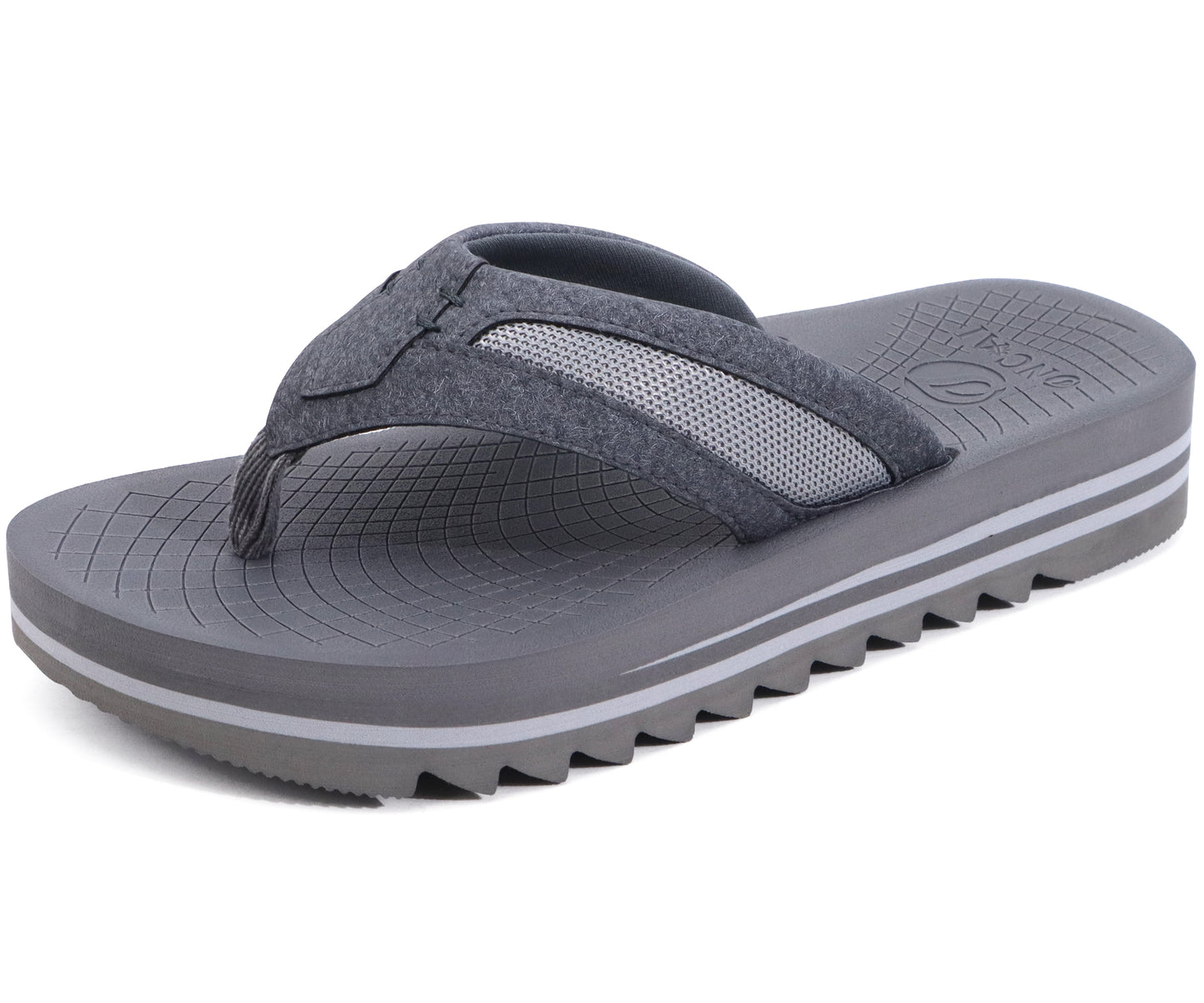 ONCAI Men's Flip Flops with Arch Support Orthotic Cushion Recovery Walking Slide Sandals for Men with Platform Summer Comfortable Soft Thong Sandals Slip on Rubber Soles Size 7-15 US