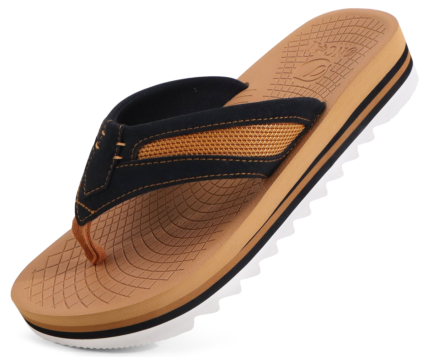 ONCAI Men's Flip Flops with Arch Support Orthotic Cushion Recovery Walking Slide Sandals for Men with Platform Summer Comfortable Soft Thong Sandals Slip on Rubber Soles Size 7-15 US