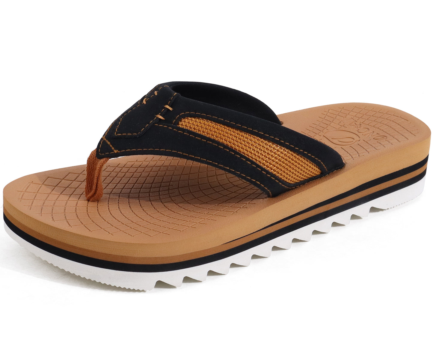 ONCAI Men's Flip Flops with Arch Support Orthotic Cushion Recovery Walking Slide Sandals for Men with Platform Summer Comfortable Soft Thong Sandals Slip on Rubber Soles Size 7-15 US