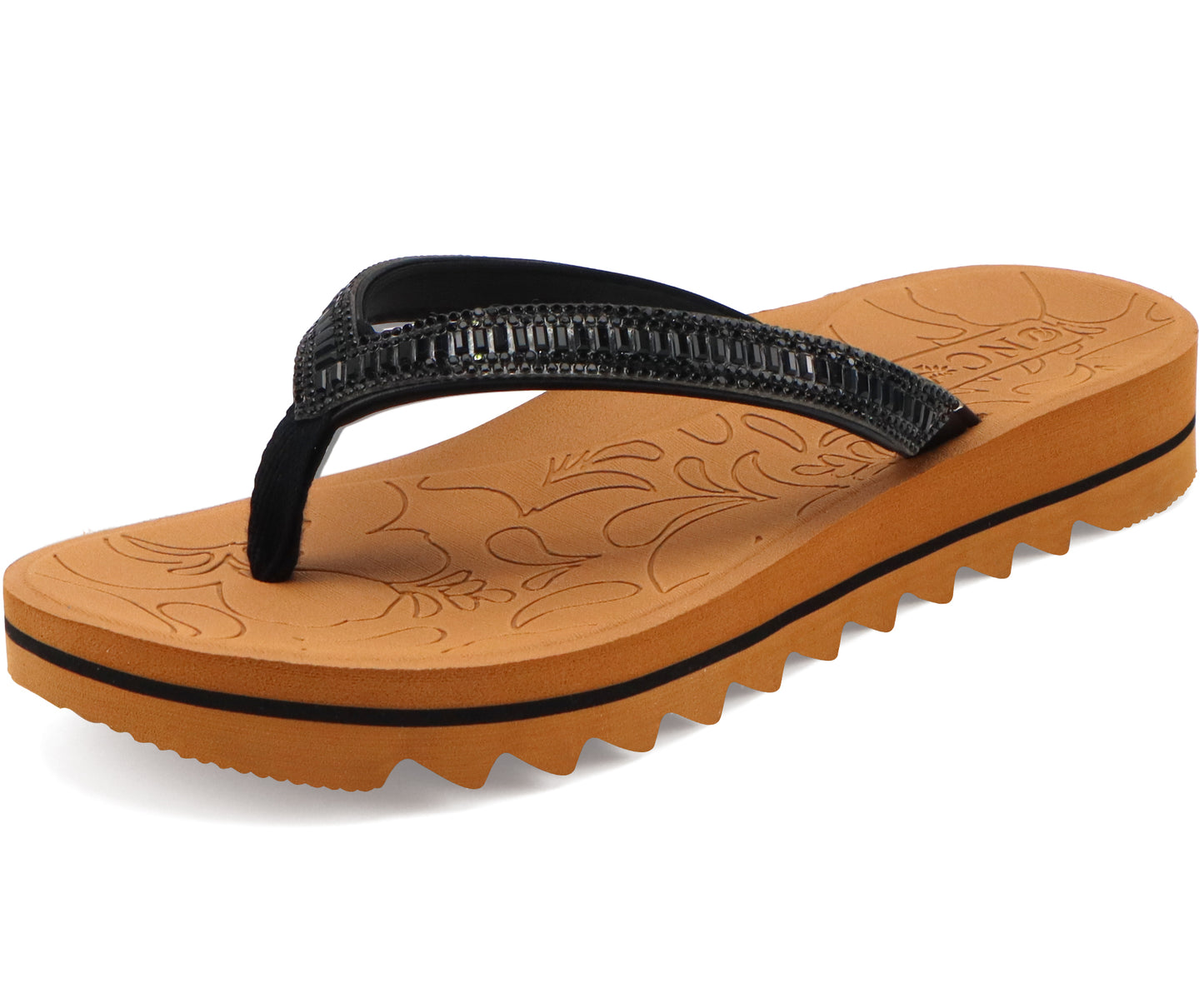 ONCAI Flip Flops for Women, Beach Thong Sandals with Arch Support, Dressy Rhinestone Comfortable Yoga Mat and Non Slip Rubber Soles for Summer US Size 5-11
