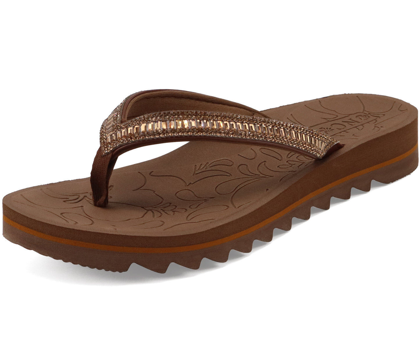 ONCAI Flip Flops for Women, Beach Thong Sandals with Arch Support, Dressy Rhinestone Comfortable Yoga Mat and Non Slip Rubber Soles for Summer US Size 5-11