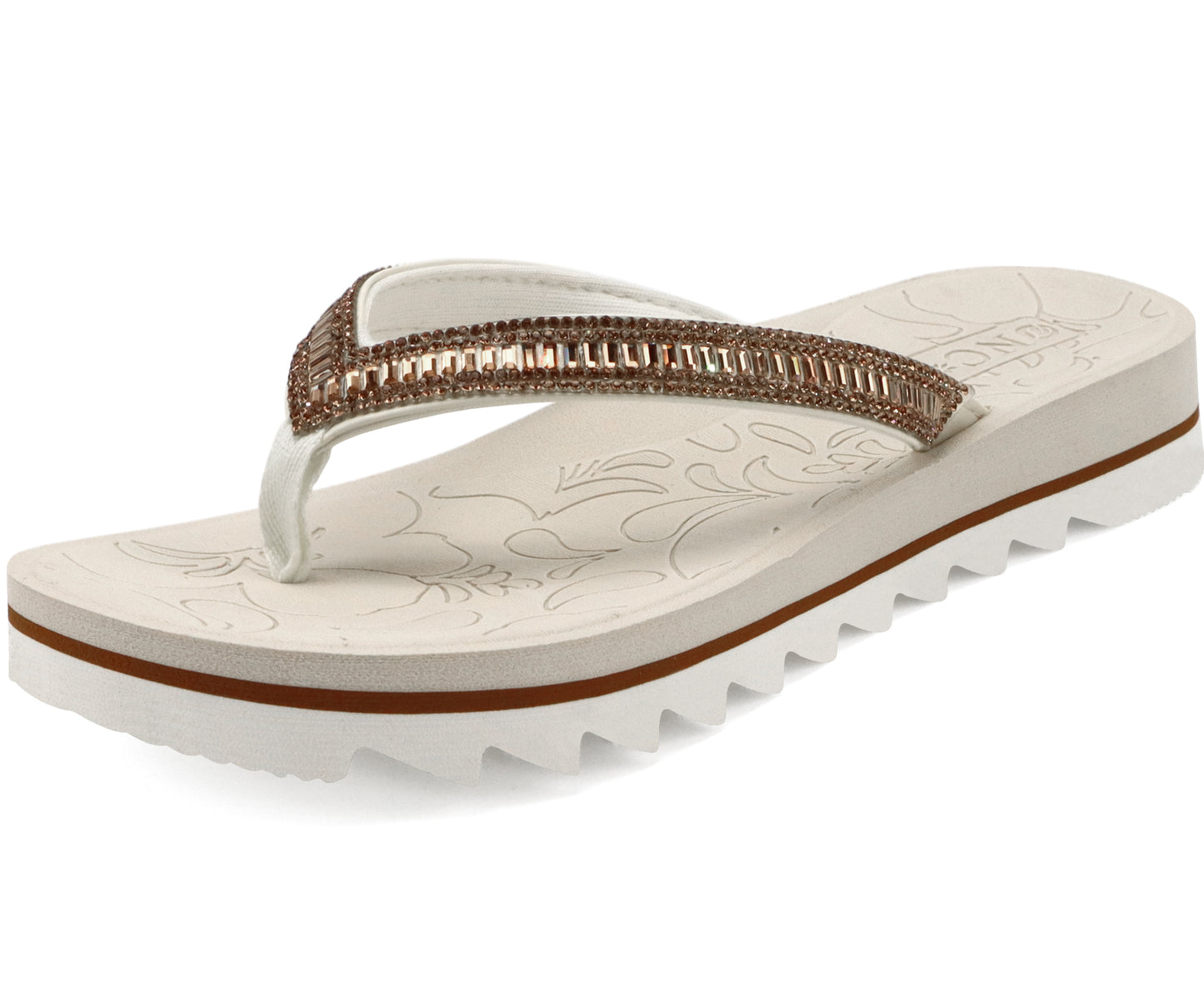ONCAI Flip Flops for Women, Beach Thong Sandals with Arch Support, Dressy Rhinestone Comfortable Yoga Mat and Non Slip Rubber Soles for Summer US Size 5-11