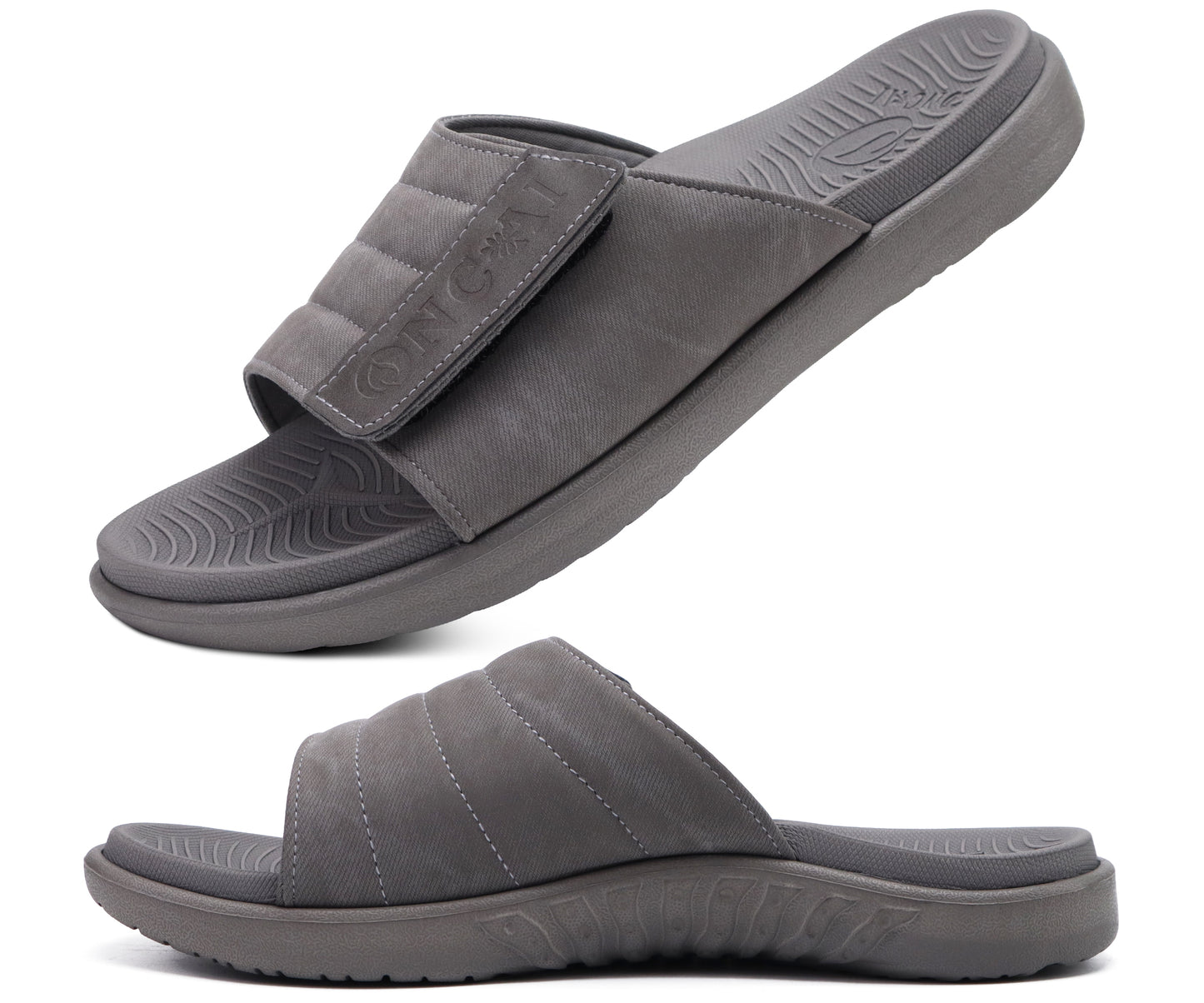 ONCAI Mens Sandals Adjustable Straps Orthotic Plantar Fasciitis Open Toe Athletic Sport Slides with Soft Comfy Arch Support Footbed Size 7.5-15