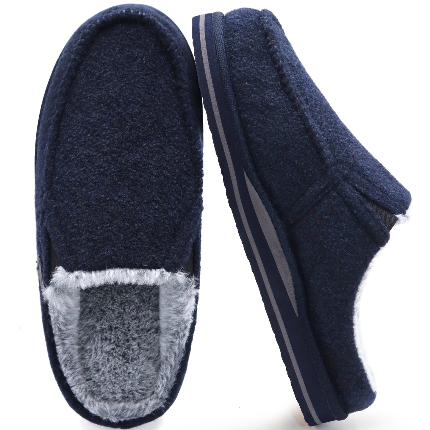 ONCAI Mens Slippers with Orthotic Arch Support,Cotton-Blend High-Density Memory Foam Plantar Fasciitis House Slippers Warm Clogs Slip-on Indoor Outdoor Rubber Sole Felt US Size 7-16