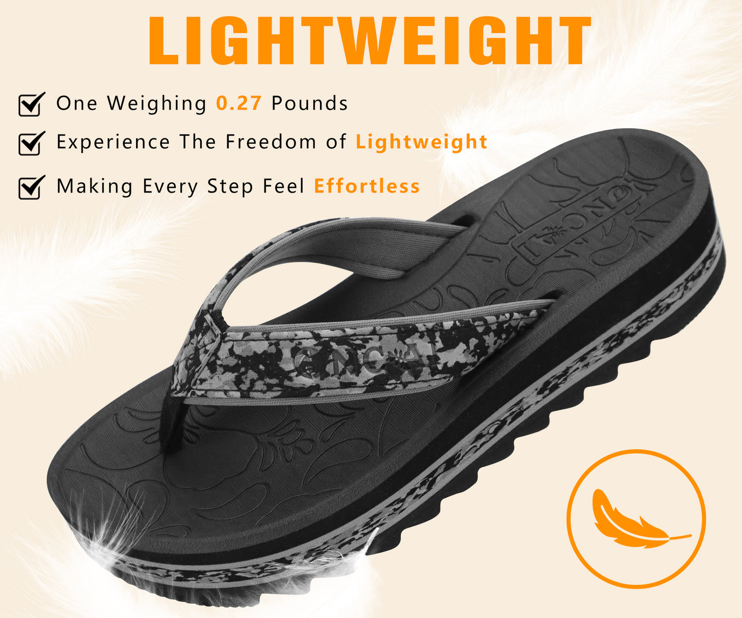 ONCAI Flip Flops for Women, Fashion Printed Platform Sandals Woman with Arch Support Yoga Mat Cushion, Lightweight Summer Beach Outdoor Chunky Non-Slip Rubber Soles US Size 5-11
