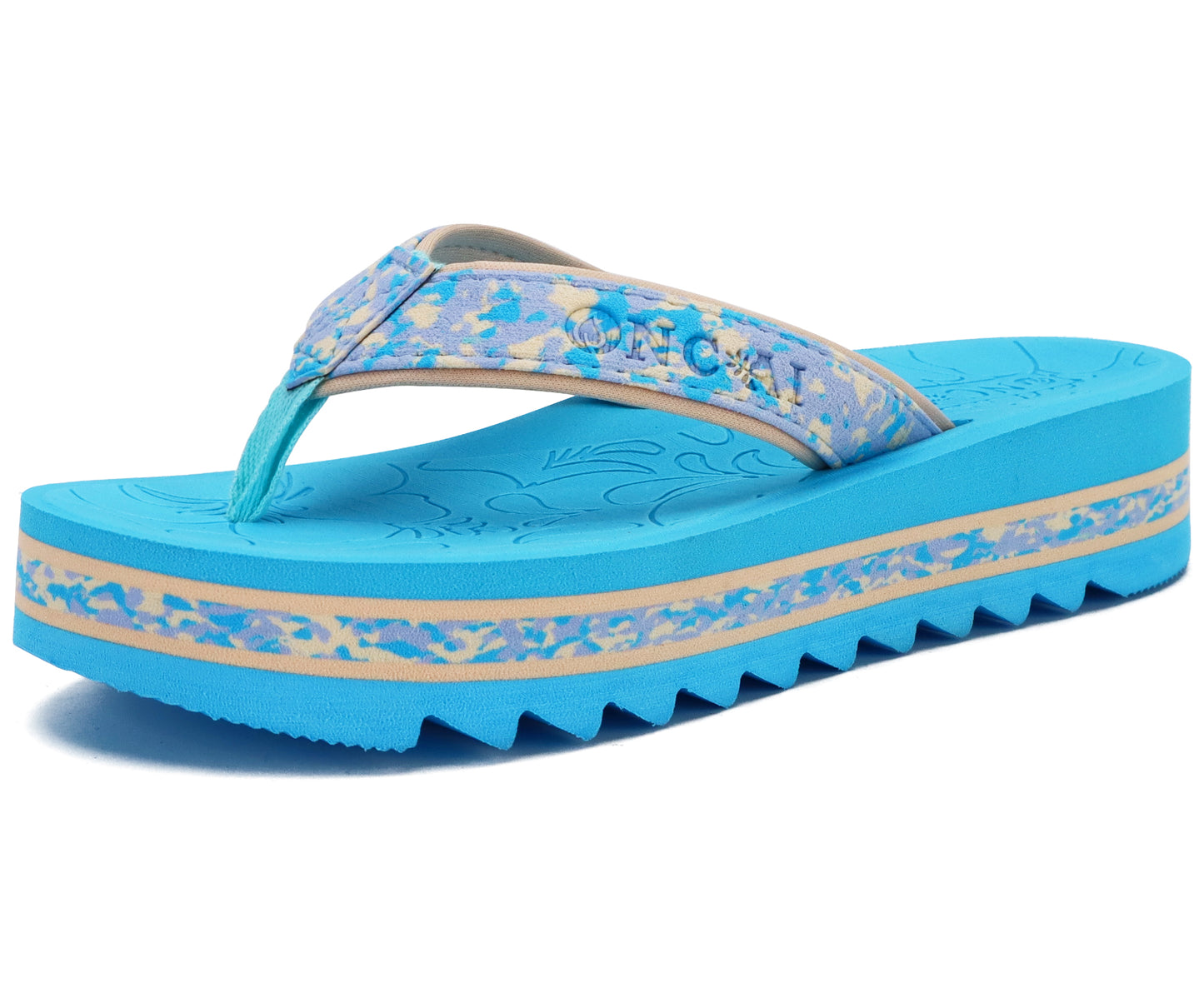 ONCAI Flip Flops for Women, Fashion Printed Platform Sandals Woman with Arch Support Yoga Mat Cushion, Lightweight Summer Beach Outdoor Chunky Non-Slip Rubber Soles US Size 5-11