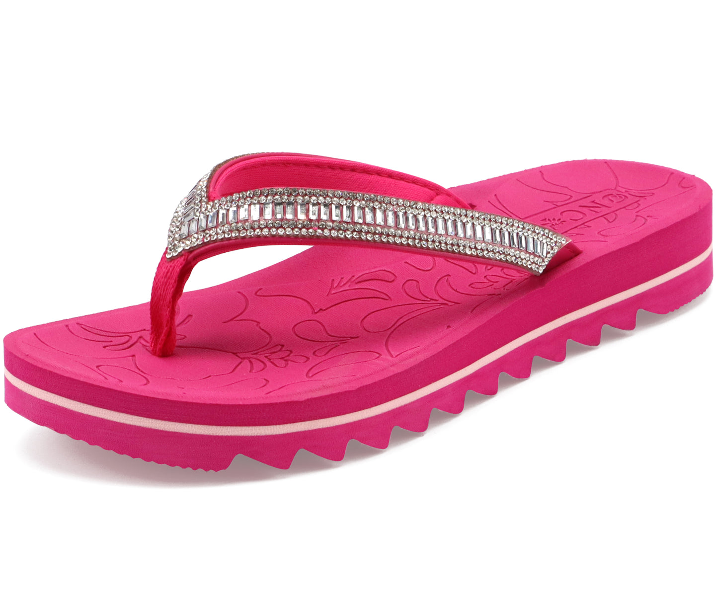 ONCAI Flip Flops for Women, Beach Thong Sandals with Arch Support, Dressy Rhinestone Comfortable Yoga Mat and Non Slip Rubber Soles for Summer US Size 5-11