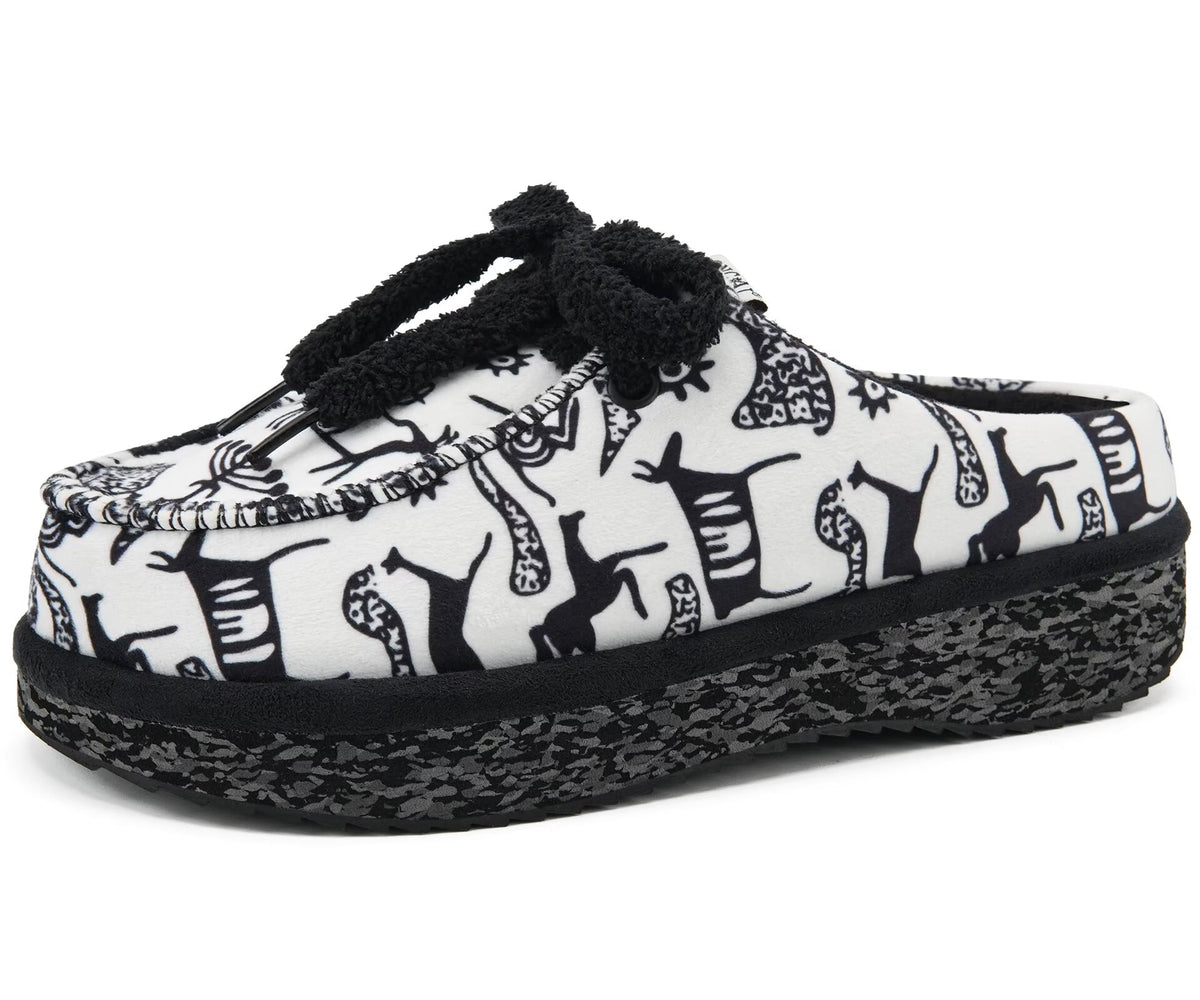 ONCAI Womens Slippers Memory Foam Cozy Fleece Winter Warm House Shoes Fluffy Polar Plush Lace Up Mule Non Slip Indoor Outdoor Thick Rubber Sole US 5-12