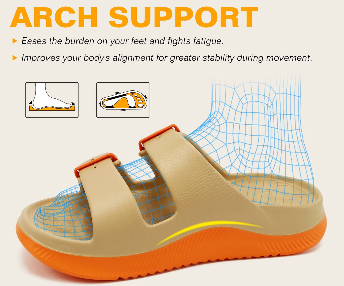 ONCAI Womens Recovery Sandals with Arch Support Plantar Fasciitis Orthotic Adjustable Buckle Open Toe Thick Cushion Outdoor Girls Sport Slides Athletic Summer Comfortable Rubber Soles Size US 6-11