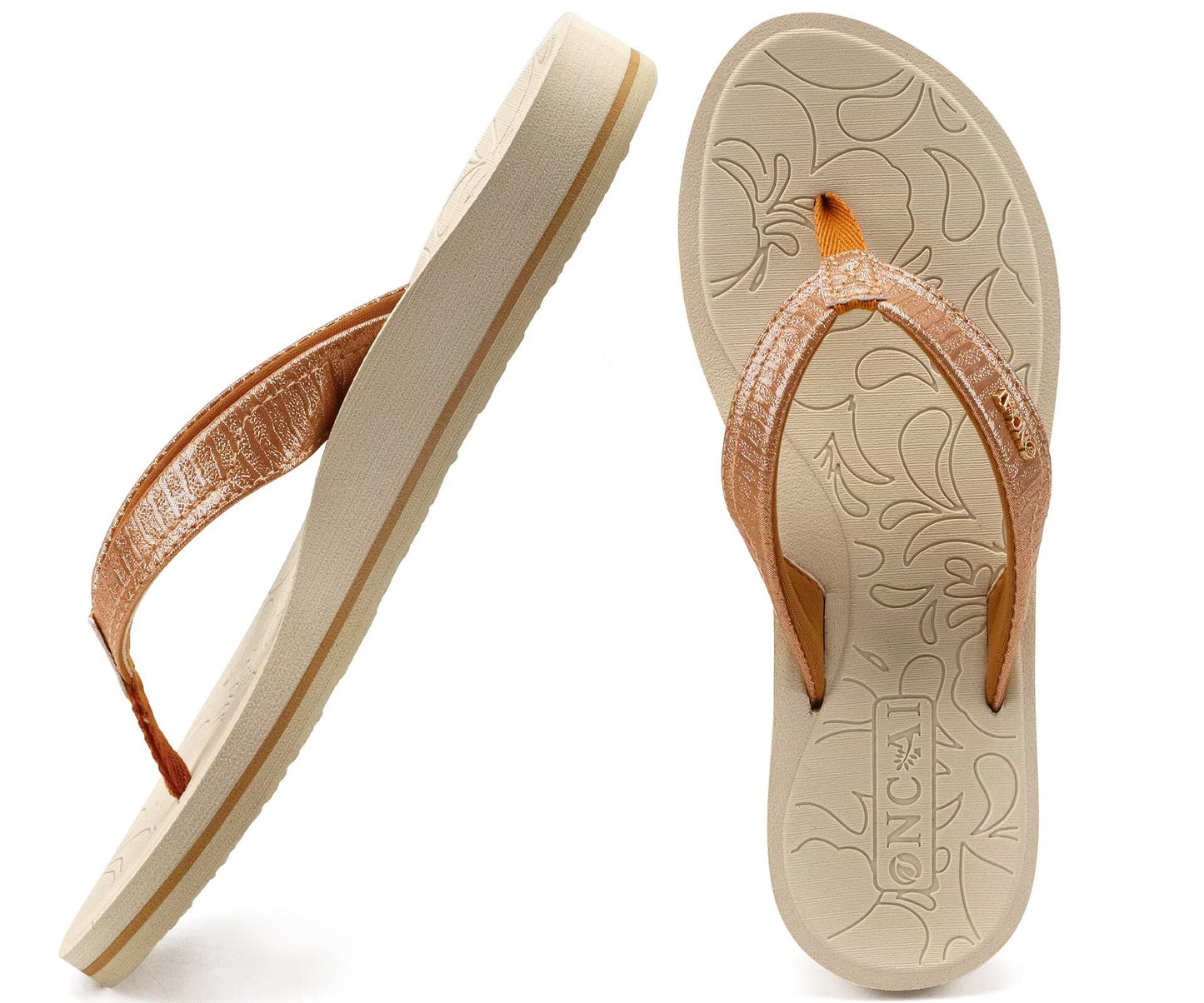 ONCAI Women's Flip Flops Comfortable Summer Beach Thong Sandals for Women 2025 with Cushion Walking Arch Support Yoga Mat Indoor Outdoor Soles