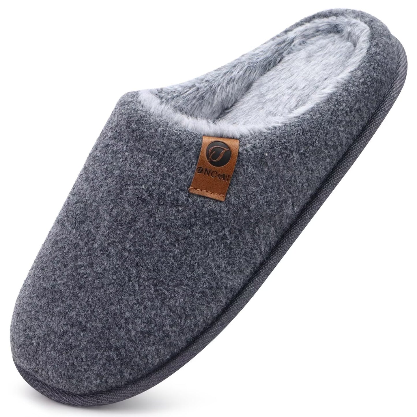 ONCAI Men's House Slippers Memory Foam Cotton-blend Slip-On Pantuflas Hombres Warm Cozy Scuff Home Bedroom Shoes Indoor/Outdoor Washable Rubber Soles