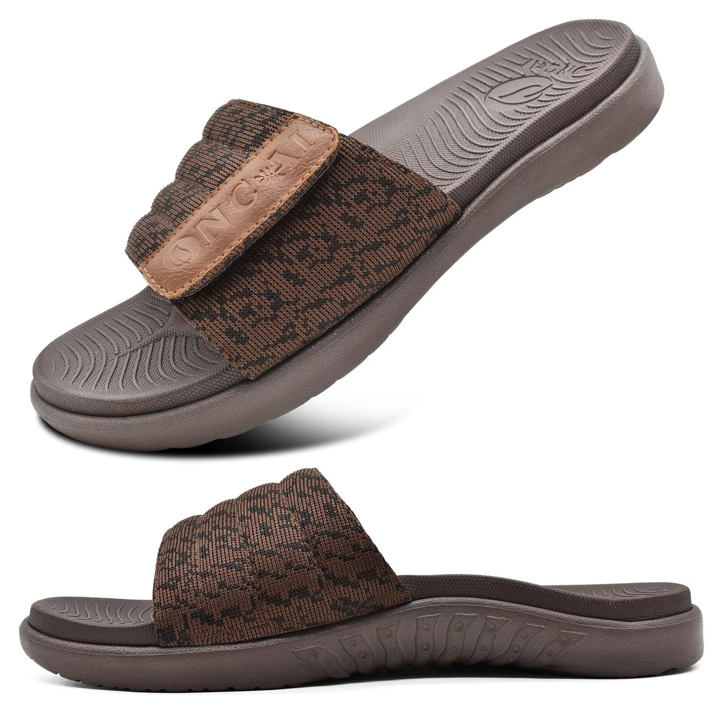 ONCAI Mens Slide Sandals Open Toe Athletic Adjustable Straps Orthotic Plantar Fasciitis Sport Sandals with Soft Comfy Arch Support Footbed Size 7.5-15
