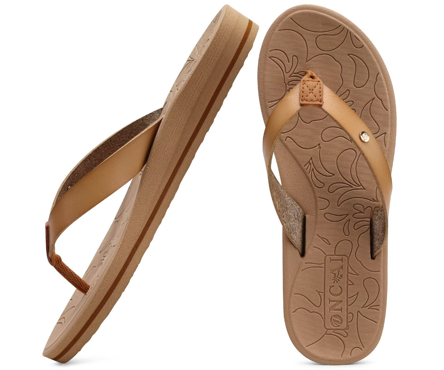 ONCAI Women's Flip Flops with Rhinestone, Arch Support Yoga Mat Comfort Walking Summer Beach Thong Sandals with Orthopedic Plantar Fasciitis Rubber Soles