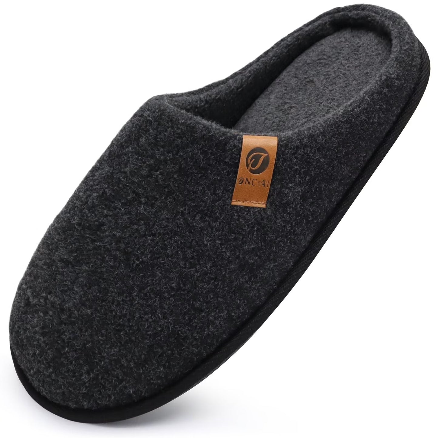 ONCAI Men's House Slippers Memory Foam Cotton-blend Slip-On Pantuflas Hombres Warm Cozy Scuff Home Bedroom Shoes Indoor/Outdoor Washable Rubber Soles