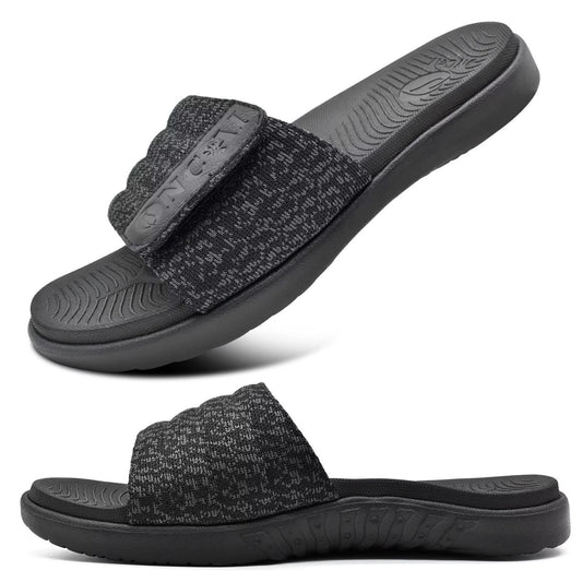ONCAI Mens Slide Sandals Open Toe Athletic Adjustable Straps Orthotic Plantar Fasciitis Sport Sandals with Soft Comfy Arch Support Footbed Size 7.5-15