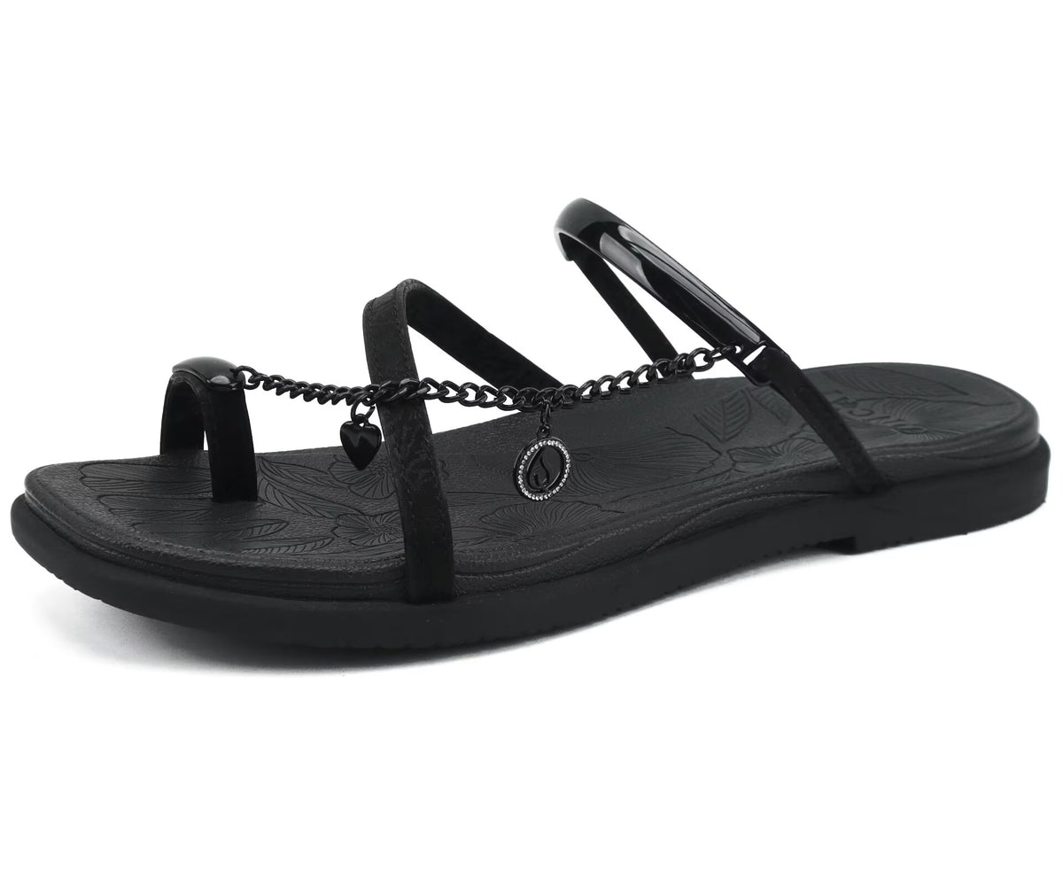 ONCAI Women's Flat Sandals Toe-loop Strappy Square Open Toe Slip on Fashion Dressy Slide Sandal for Woman 2026 Summer Casual Comfortable Beach Lightweight Outdoor Slides Shoes
