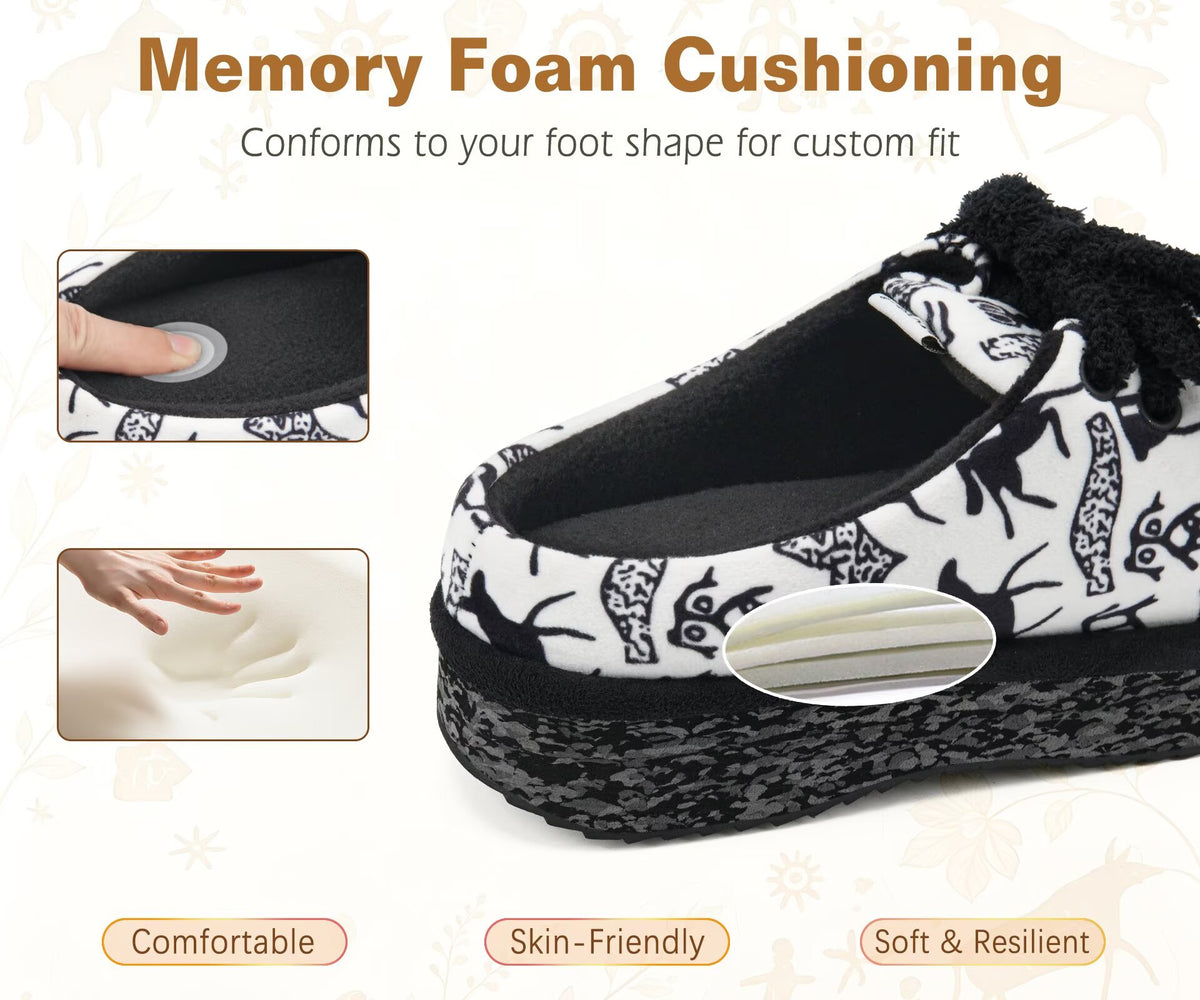 ONCAI Womens Slippers Memory Foam Cozy Fleece Winter Warm House Shoes Fluffy Polar Plush Lace Up Mule Non Slip Indoor Outdoor Thick Rubber Sole US 5-12