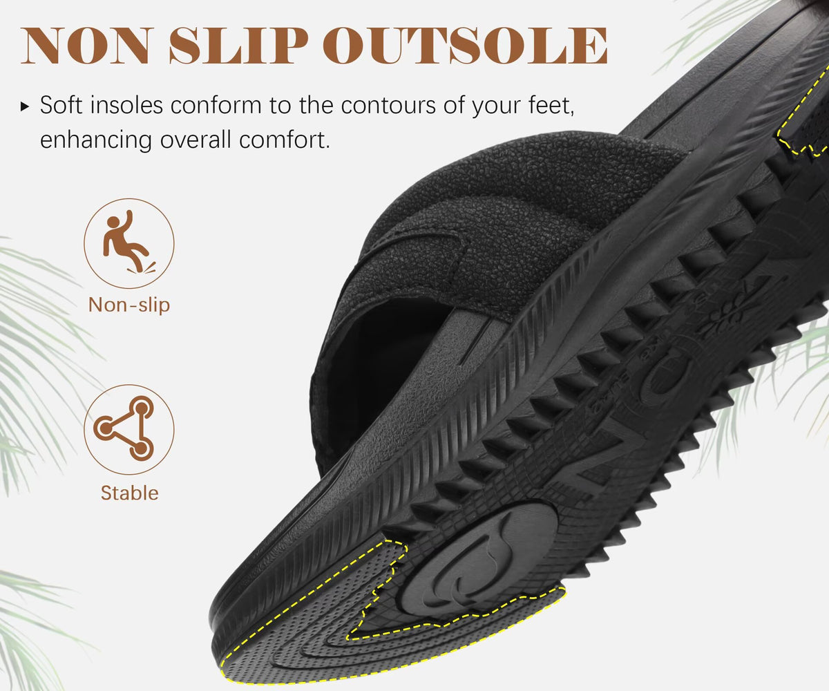 ONCAI Mens Flip Flops with Arch Support Summer Beach Pool Walking Sandals with Outdoor Yoga Mat Non-slip Cushion Thick Rubber Soles Size 7-14
