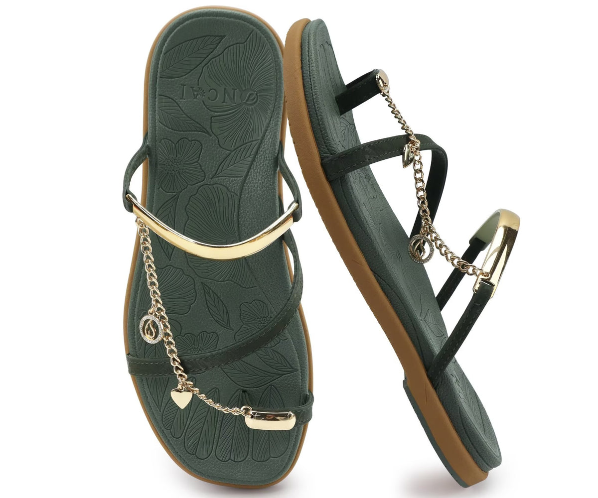 ONCAI Women's Flat Sandals Toe-loop Strappy Square Open Toe Slip on Fashion Dressy Slide Sandal for Woman 2026 Summer Casual Comfortable Beach Lightweight Outdoor Slides Shoes
